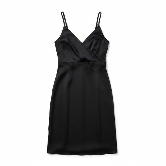 Banana Republic Dresses & Skirts - Banana Republic LBD Black 100% Silk Surplice V-Neck Midi Dress Womens Size 12